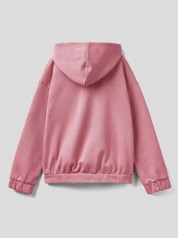 Dark Mauve Kids' Benetton Zip Organic Cotton Hoodie | AU463025