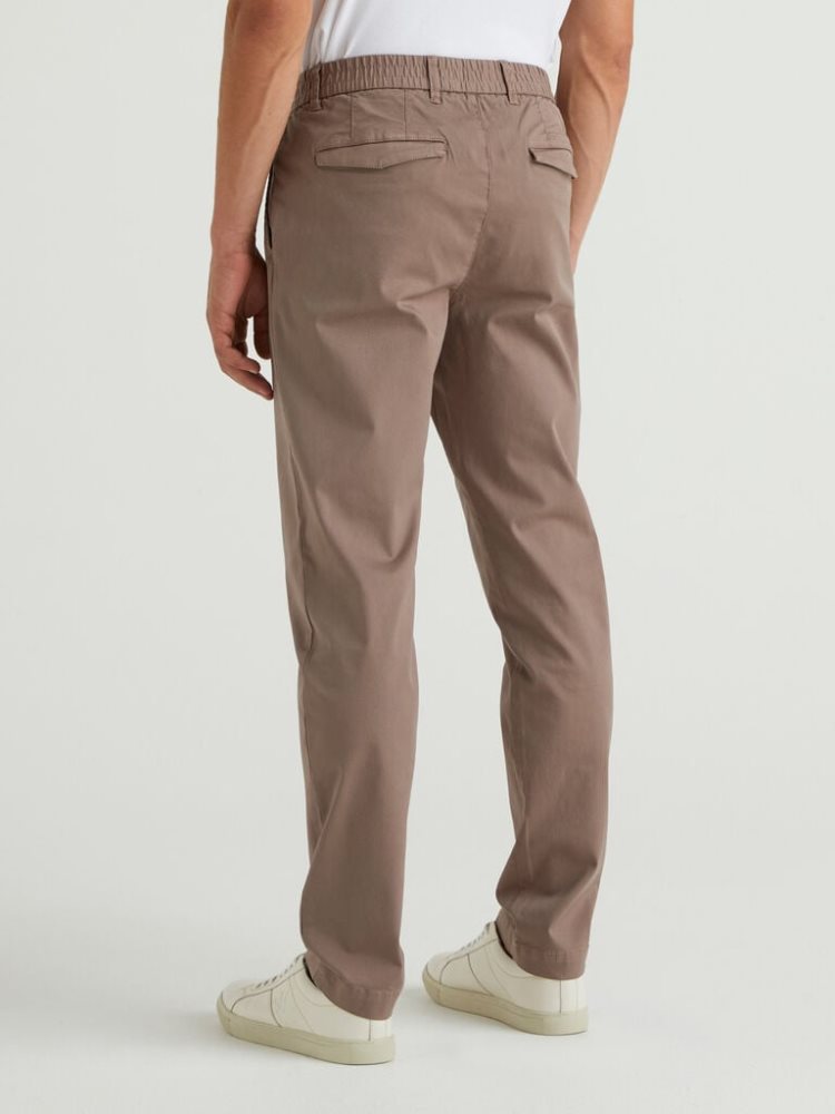 Dove Grey Men's Benetton Stretch Carrot Fit Chinos | AU948248