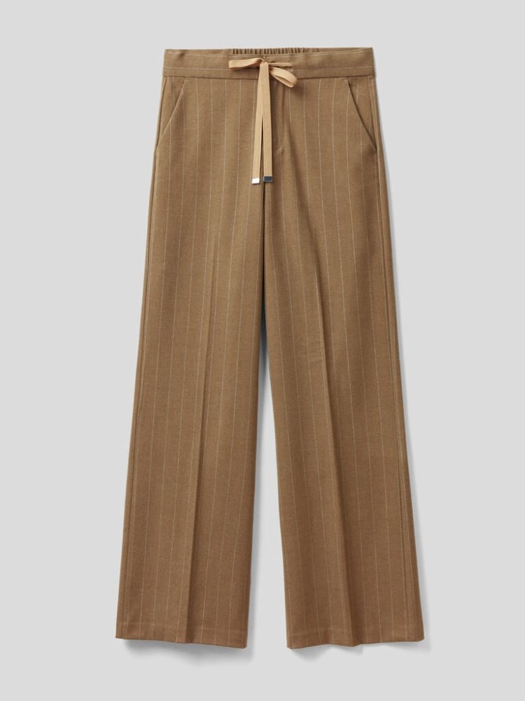 Dove Grey Women's Benetton Flared Pinstripe Look Trousers | AU167420