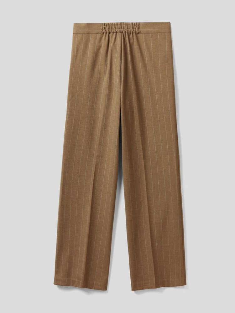 Dove Grey Women's Benetton Flared Pinstripe Look Trousers | AU167420