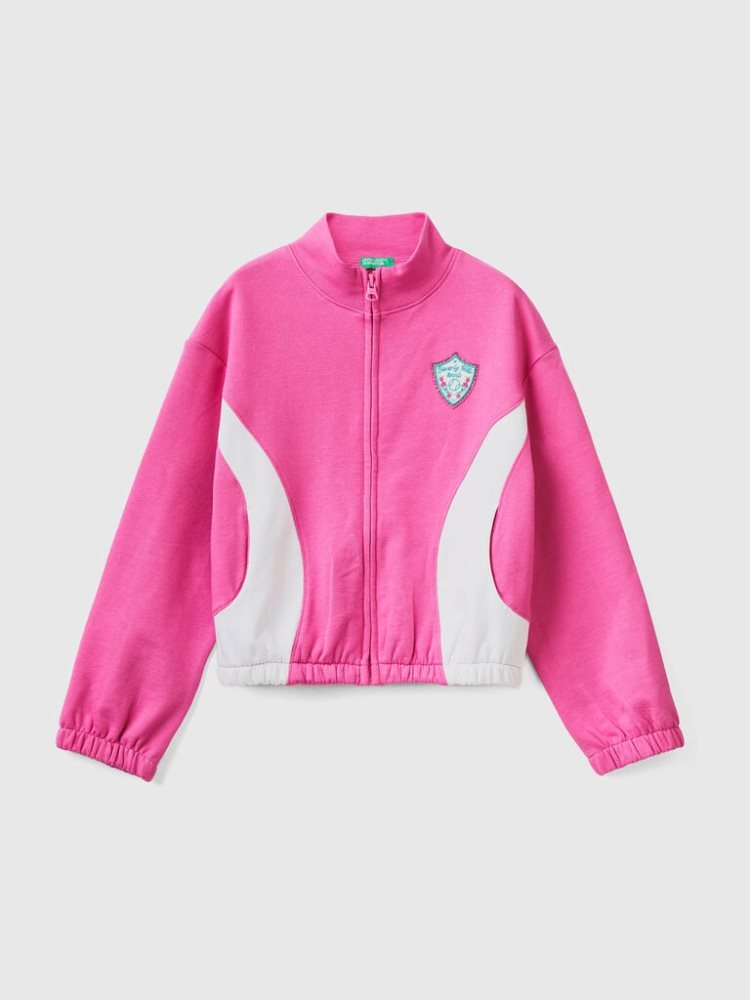 Fuchsia Kids\' Benetton Zip And Crest Sweatshirt | AU091688