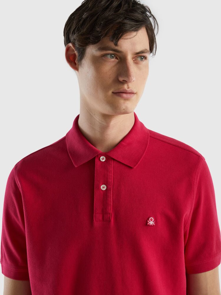 Fuchsia Men's Benetton Fuchsia Regular Fit Short Sleeve Polos | AU370792