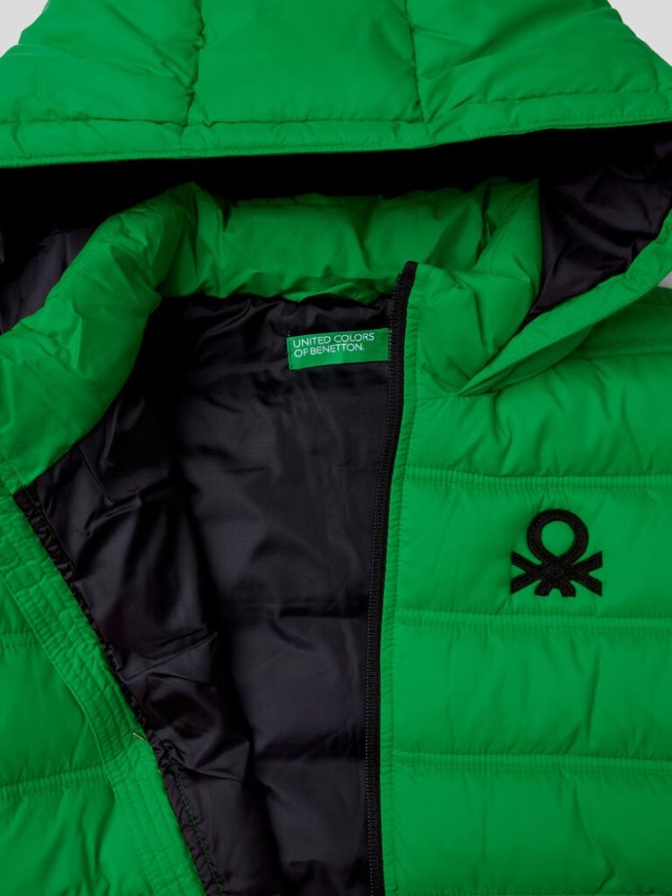 Green Kids' Benetton Puffer Hood And Logo Padded Jackets | AU224239