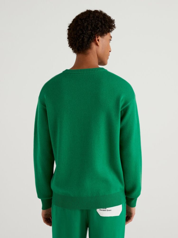 Green Men's Benetton Benettonxpantone™ Inlay Crew Neck Sweaters | AU321073