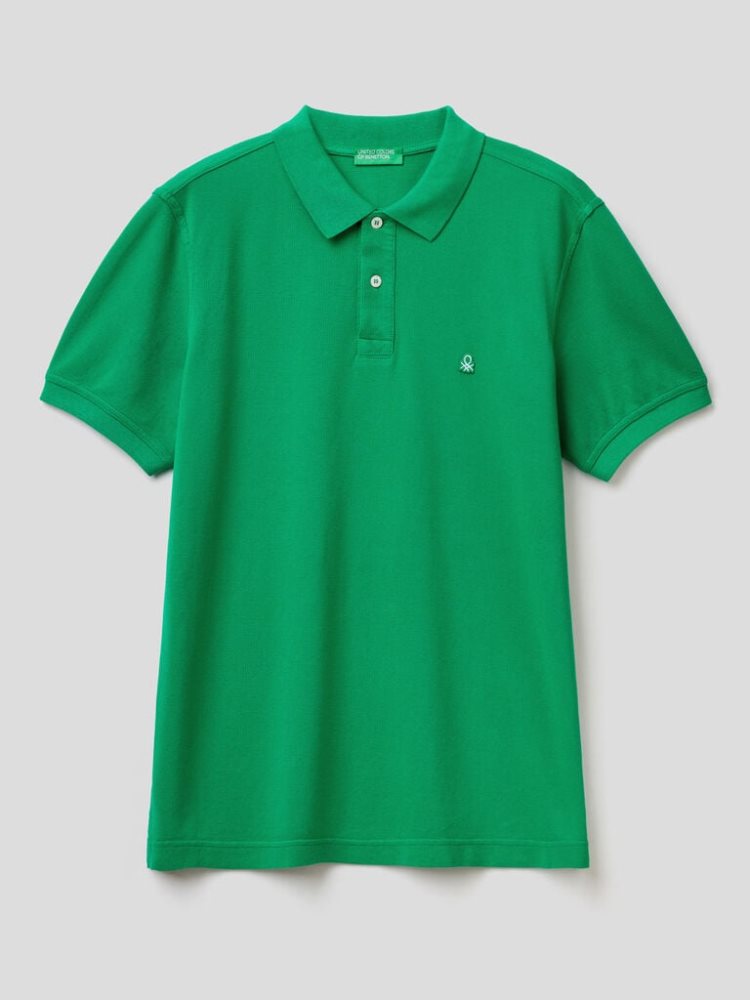 Green Men's Benetton Regular Fit Short Sleeve Polos | AU155691