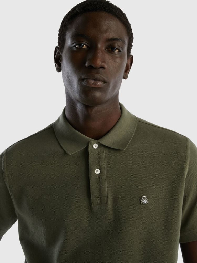 Green Men's Benetton Regular Fit Short Sleeve Polos | AU467683