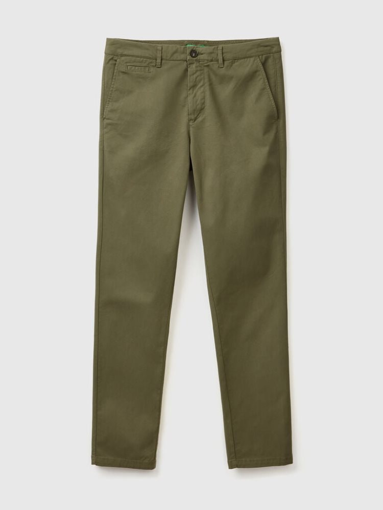 Green Men's Benetton Slim Fit Chinos | AU885068