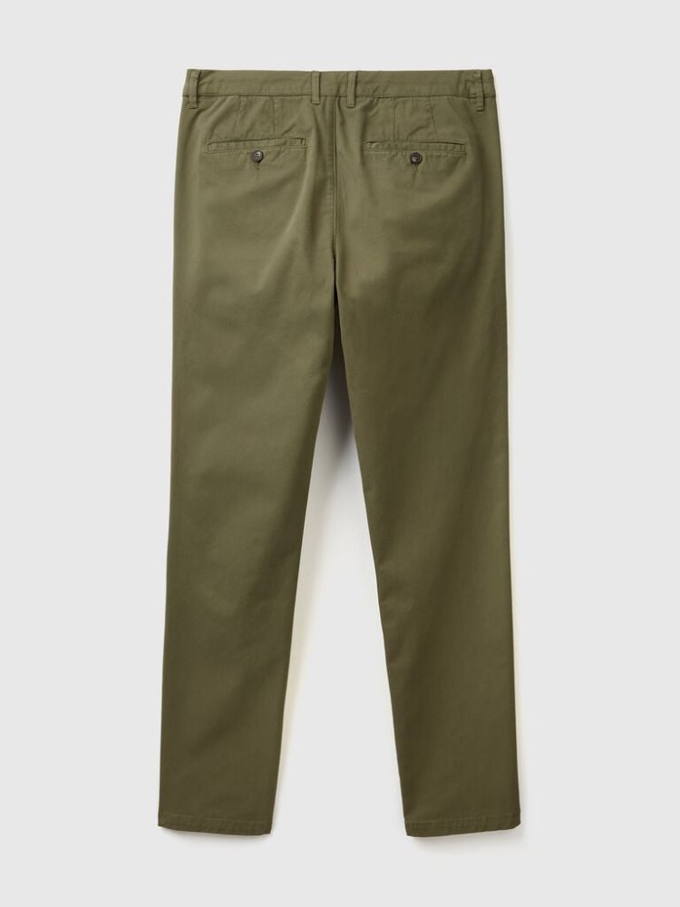 Green Men's Benetton Slim Fit Chinos | AU885068