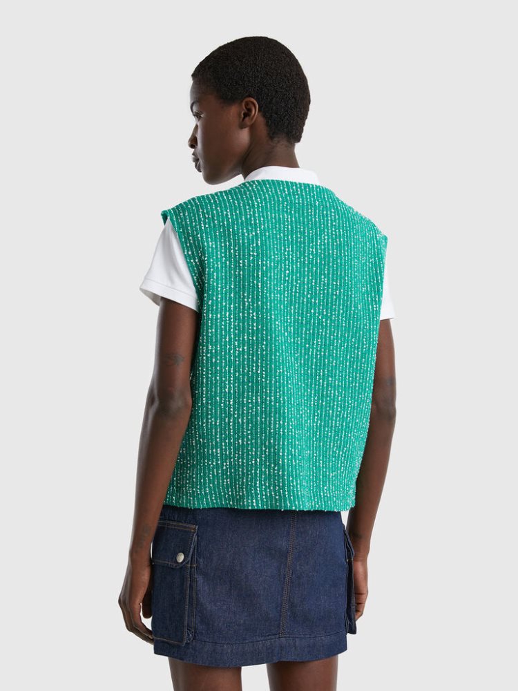 Green Women's Benetton Bouclé Vest | AU487141