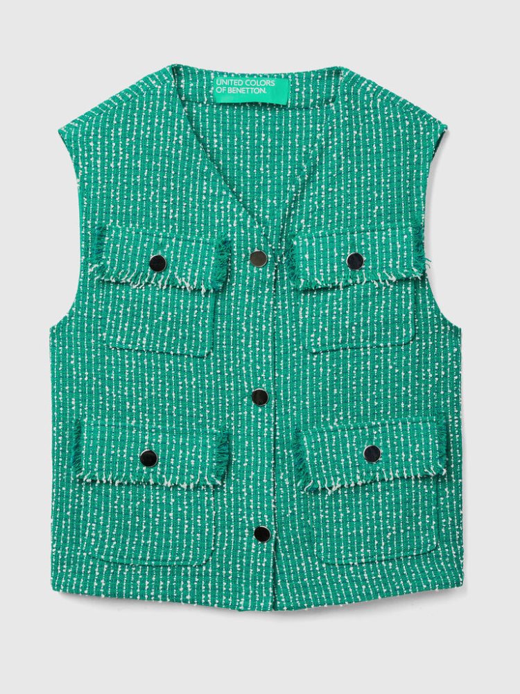 Green Women's Benetton Bouclé Vest | AU487141