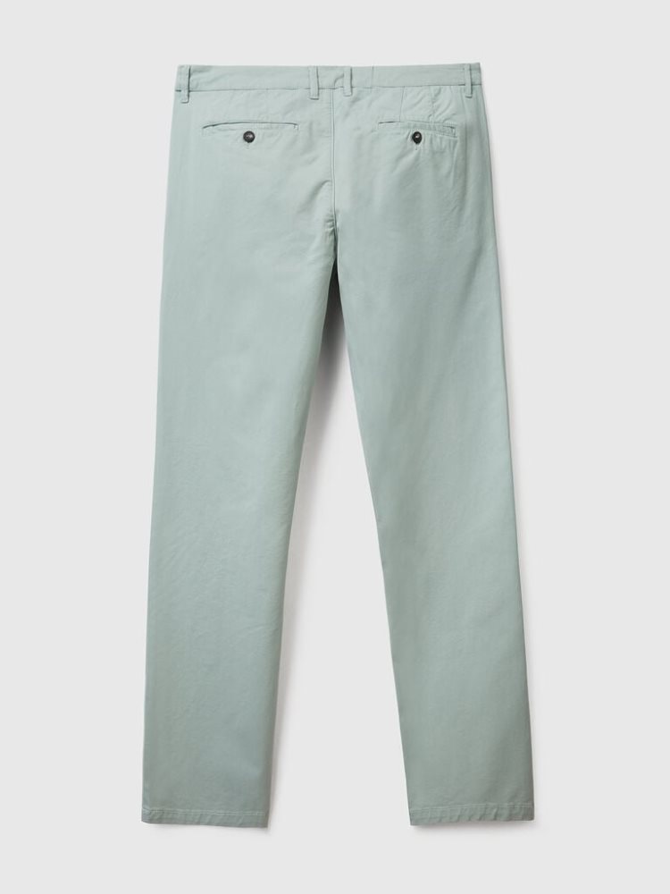 Grey Green Men's Benetton Slim Fit Chinos | AU062324