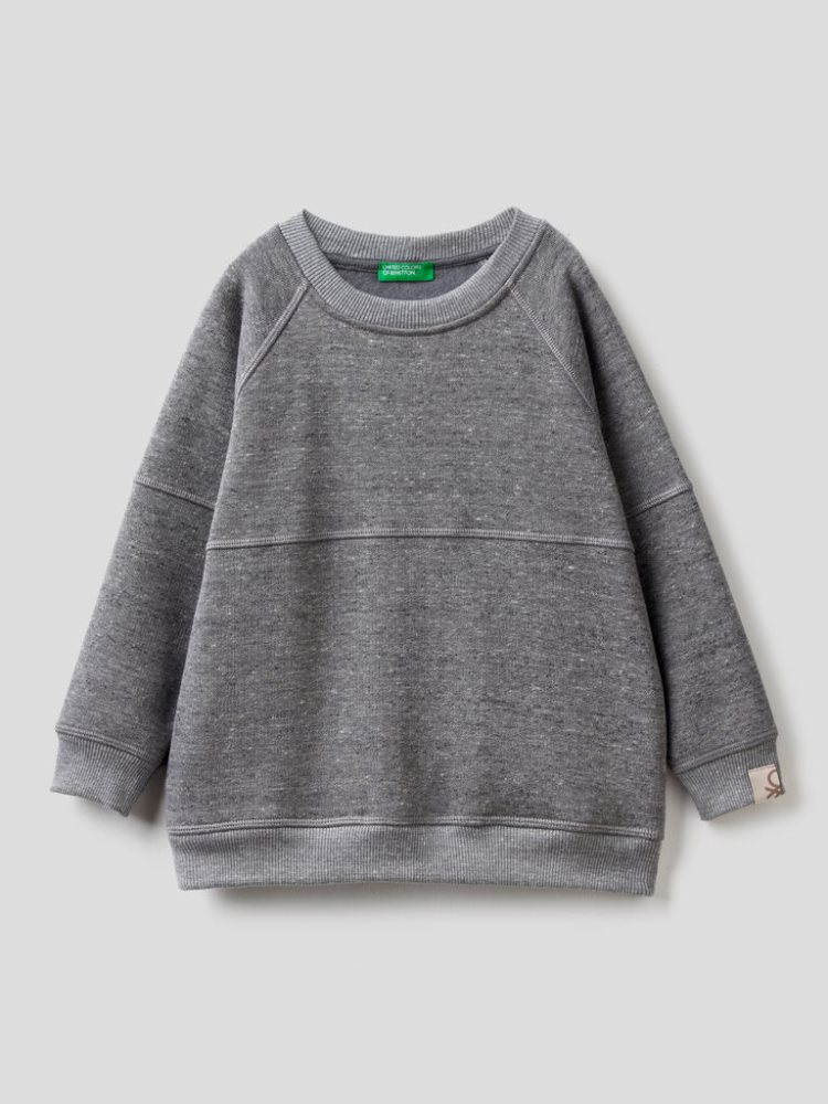 Grey Kids\' Benetton Crew Neck Recycled Fabric Sweatshirt | AU210765