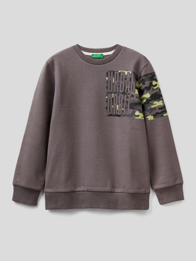 Grey Kids\' Benetton Embossed Print Sweatshirt | AU209132