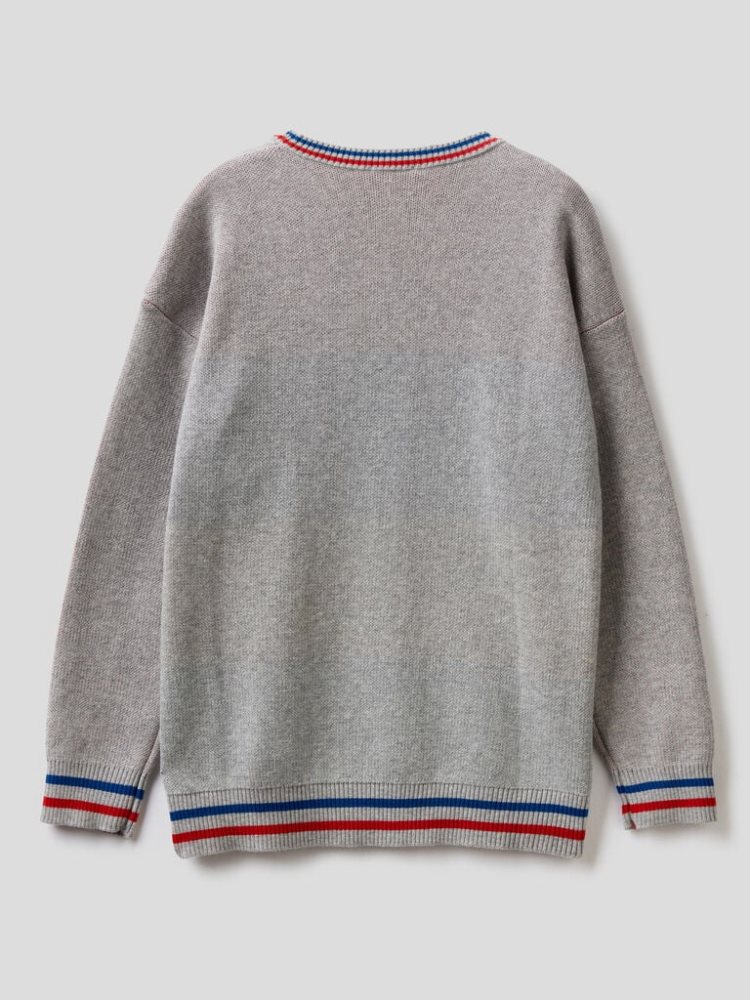 Grey Kids' Benetton Logo Inlay Sweaters | AU415073