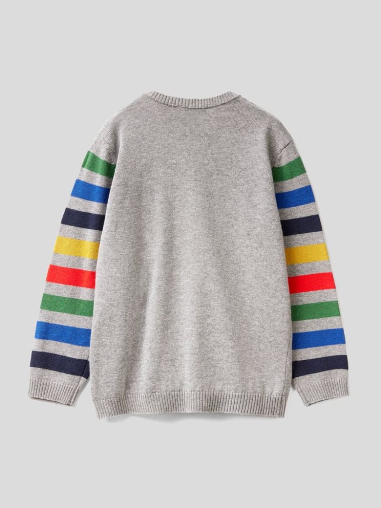 Grey Kids' Benetton Striped Wool Blend Sweaters | AU727568