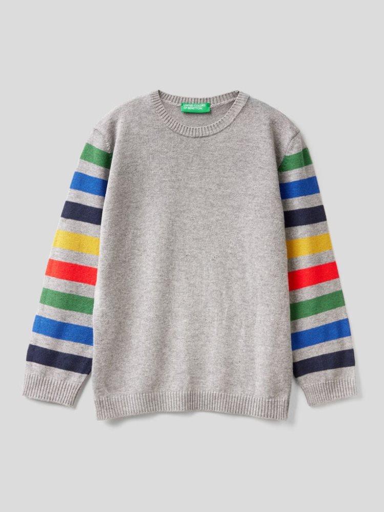 Grey Kids\' Benetton Striped Wool Blend Sweaters | AU727568