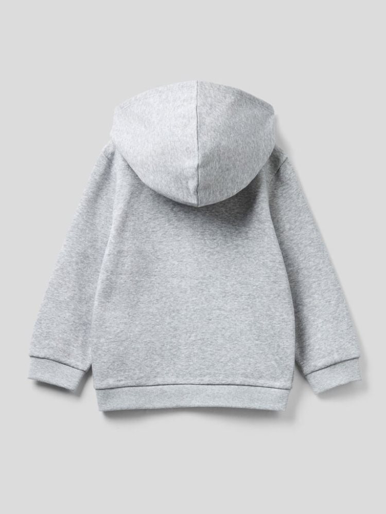 Grey Kids' Benetton Warm Embroidered Logo Hoodie | AU428743