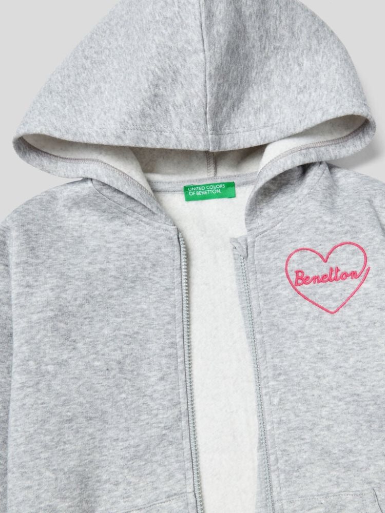 Grey Kids' Benetton Warm Embroidered Logo Hoodie | AU428743