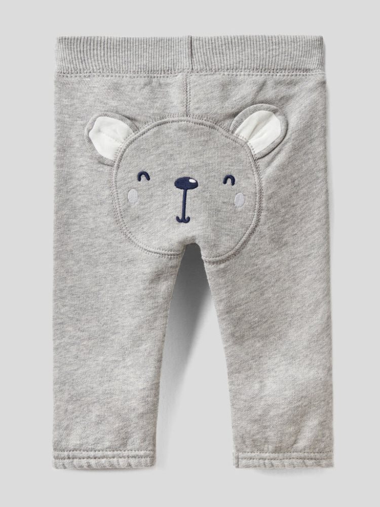 Grey Kids' Benetton Warm Embroidery Sweatpants | AU926099