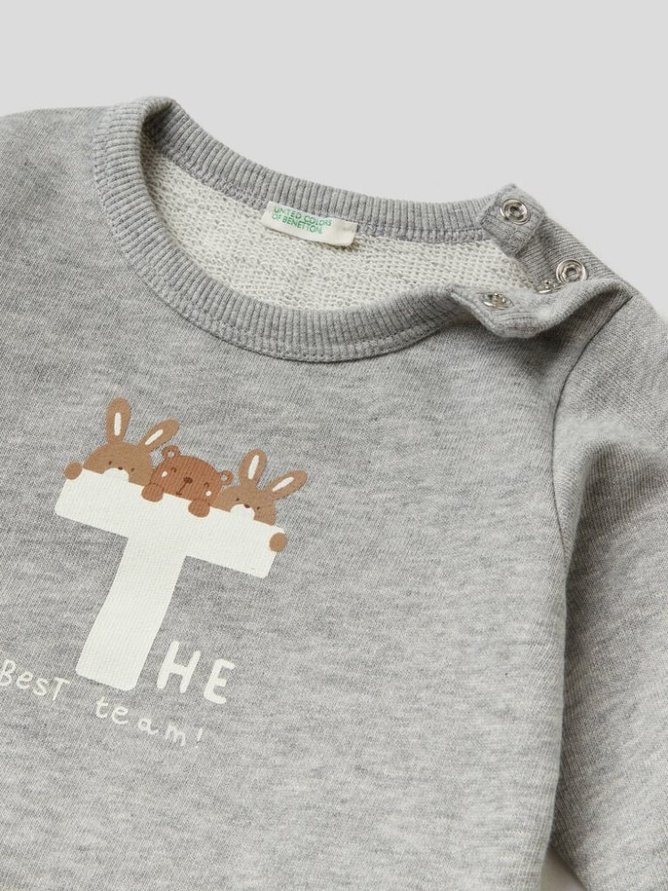 Grey Kids' Benetton Warm Organic Cotton Print Sweatshirt | AU291349