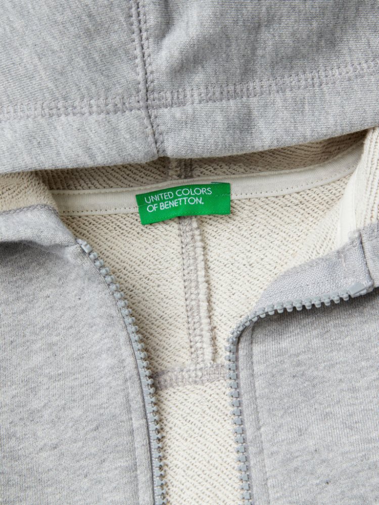 Grey Kids' Benetton Zip Organic Cotton Hoodie | AU319511