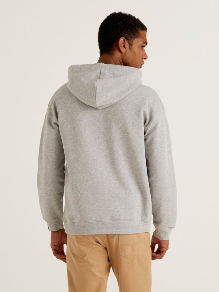 Grey Men's Benetton 100% Cotton Hoodie | AU460670