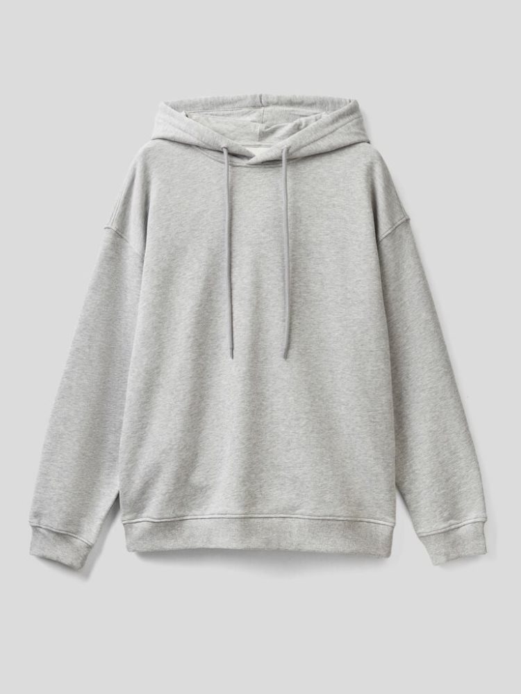 Grey Men's Benetton 100% Cotton Hoodie | AU460670