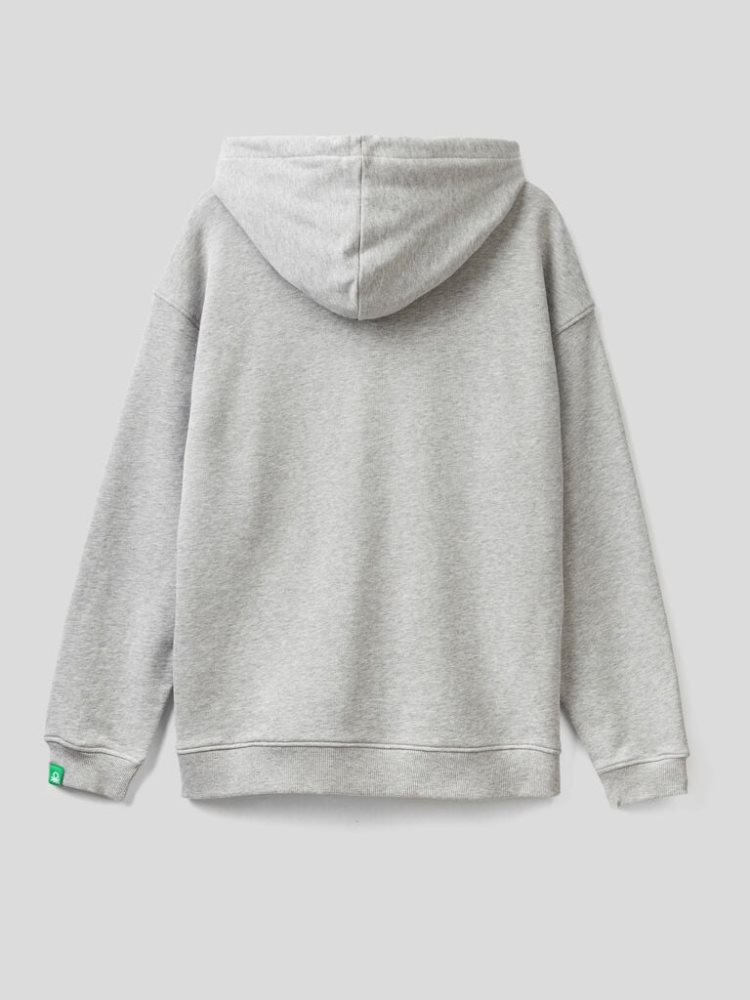 Grey Men's Benetton 100% Cotton Hoodie | AU460670