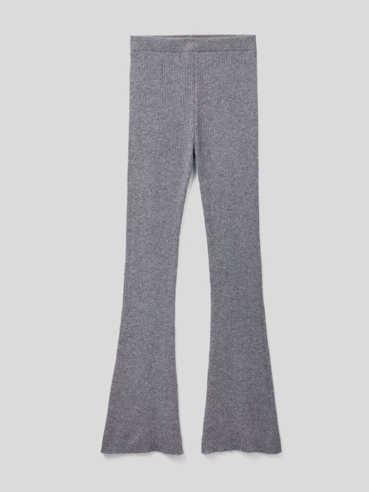 Grey Women's Benetton Flared Wool Blend Trousers | AU083790