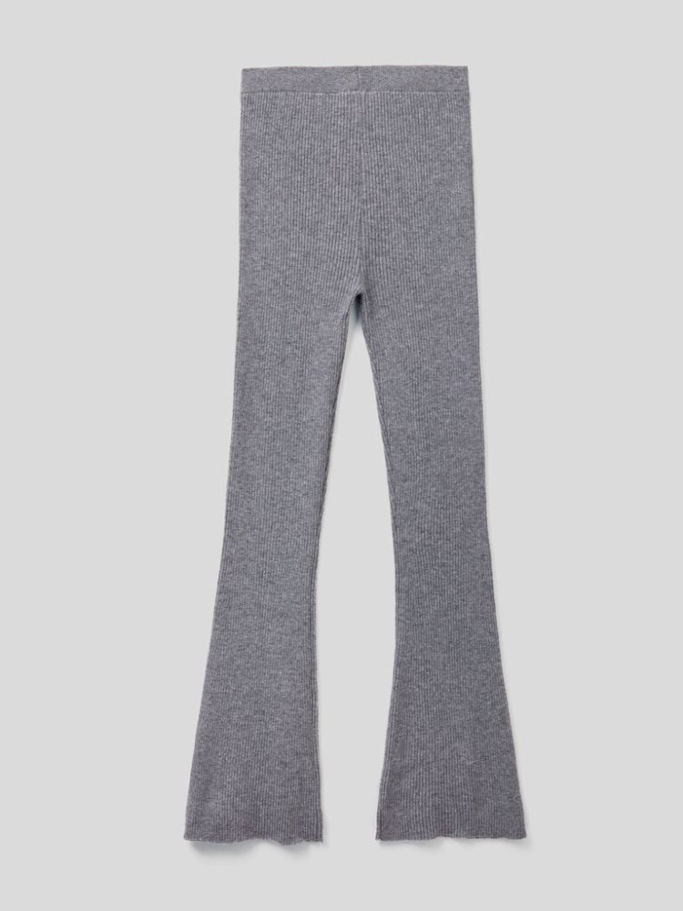 Grey Women's Benetton Flared Wool Blend Trousers | AU083790