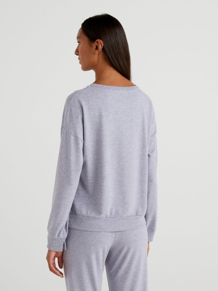 Grey Women's Benetton Flowy Long Sleeve T Shirts | AU068145