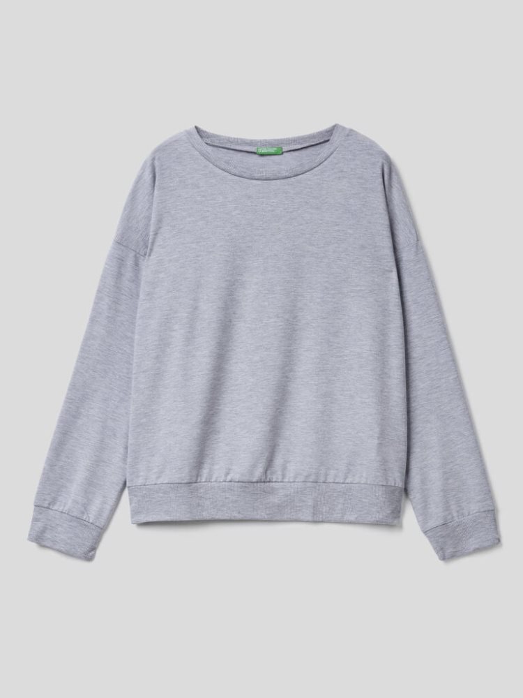 Grey Women's Benetton Flowy Long Sleeve T Shirts | AU068145