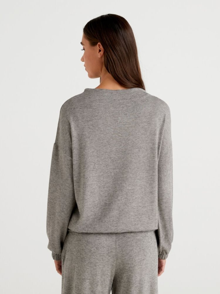 Grey Women's Benetton Marl Turtleneck Sweatshirt | AU755641