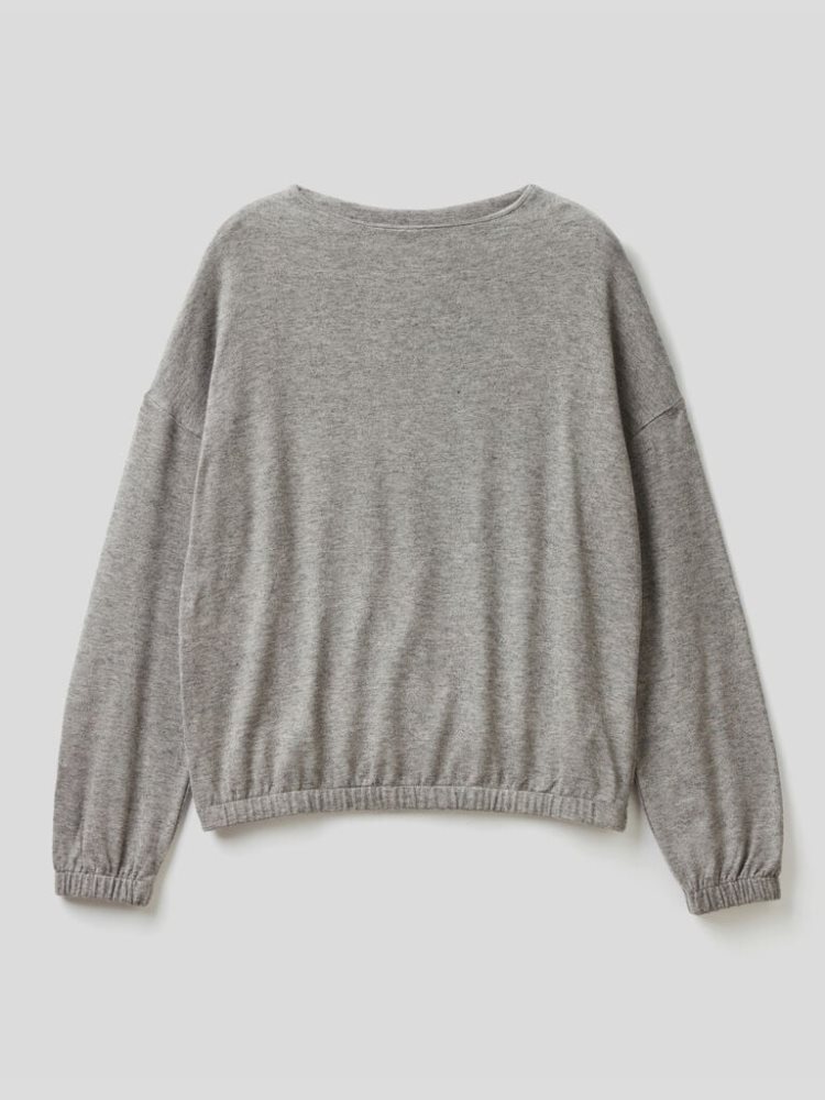 Grey Women's Benetton Marl Turtleneck Sweatshirt | AU755641