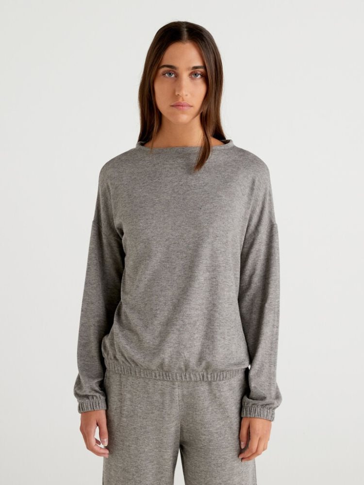 Grey Women\'s Benetton Marl Turtleneck Sweatshirt | AU755641