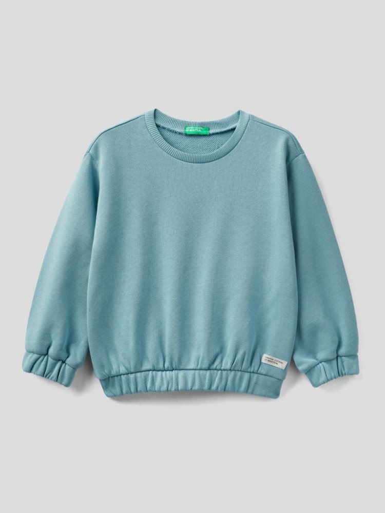 Light Blue Kids\' Benetton Crew Neck Organic Cotton Sweatshirt | AU637472