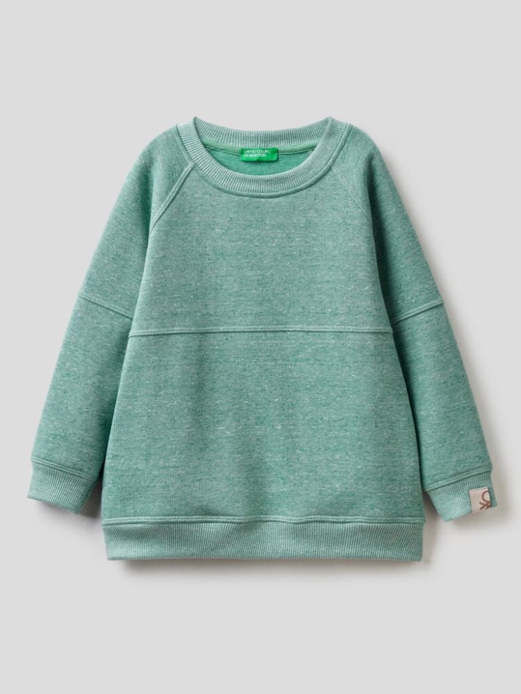 Light Blue Kids\' Benetton Crew Neck Recycled Fabric Sweatshirt | AU917694