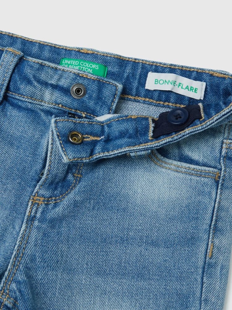 Light Blue Kids' Benetton Five Pocket Flared Jeans | AU070359