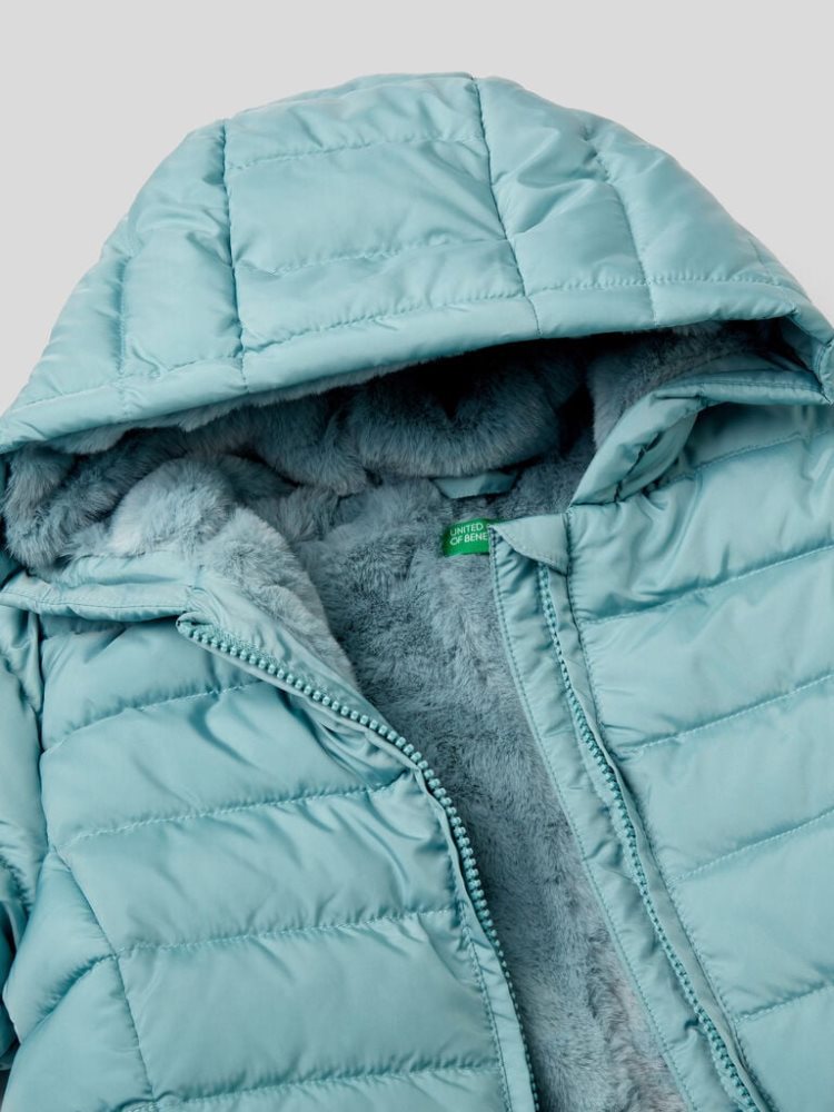 Light Blue Kids' Benetton Puffer Rouches Padded Jackets | AU361331