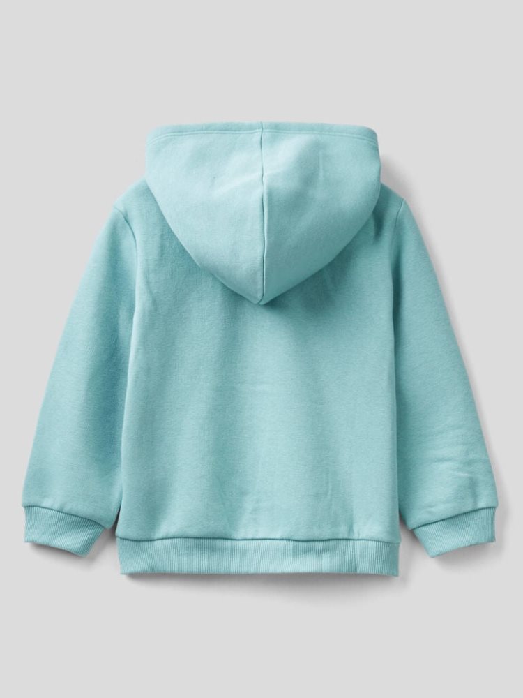 Light Blue Kids' Benetton Warm Embroidered Logo Hoodie | AU368866