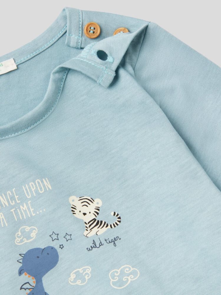 Light Blue Kids' Benetton Warm Organic Cotton T Shirts | AU844285