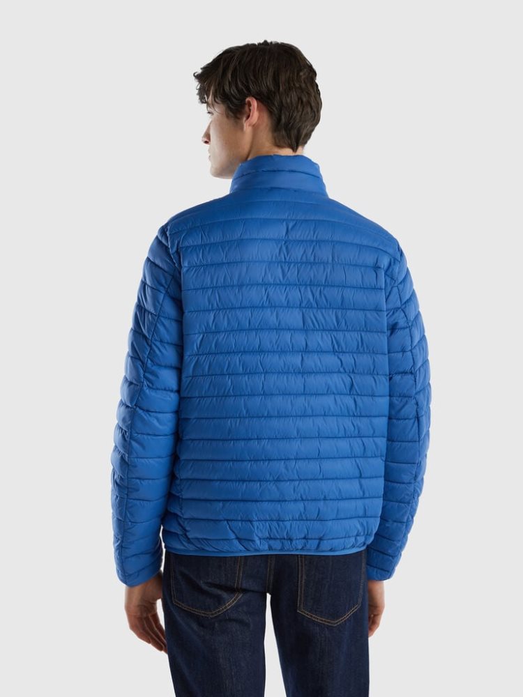 Light Blue Men's Benetton Padded Recycled Wadding Puffer Jackets | AU399728