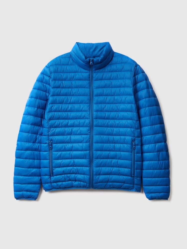 Light Blue Men's Benetton Padded Recycled Wadding Puffer Jackets | AU399728