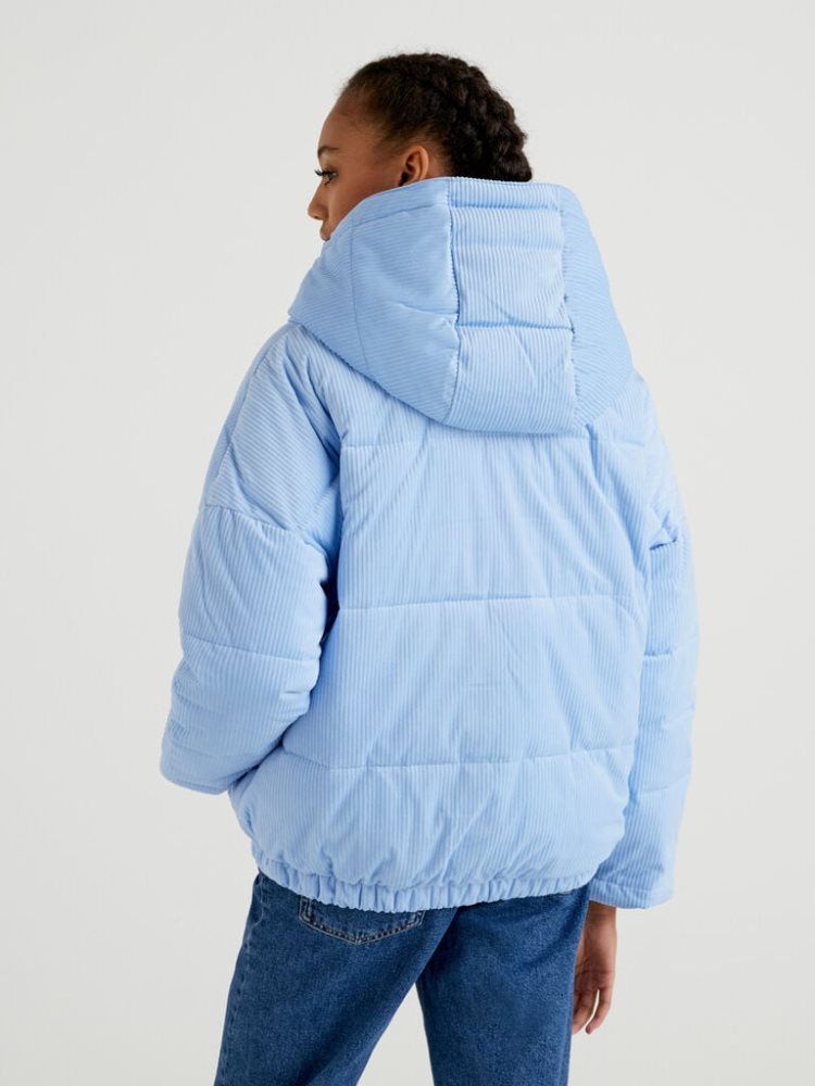 Light Blue Women's Benetton Short Puffer Sustainable Padding Jackets | AU637412