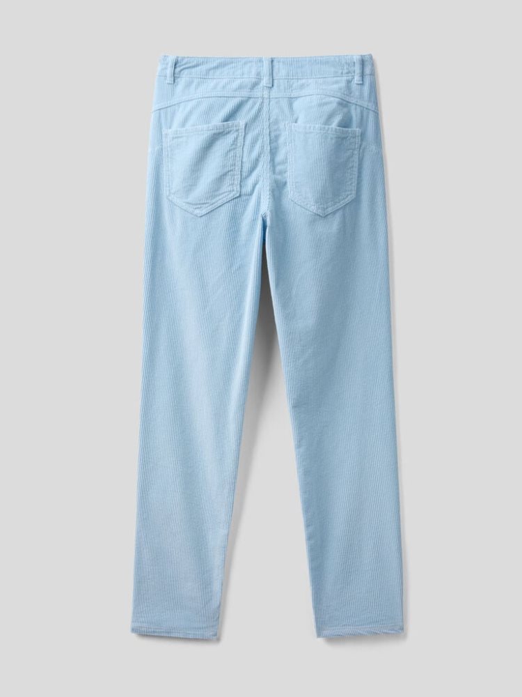 Light Blue Women's Benetton Thinly-striped Velvet Trousers | AU324165