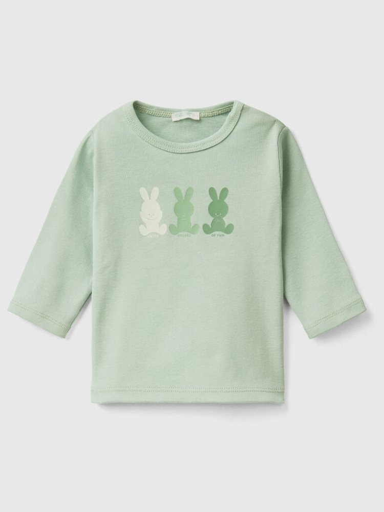 Light Green Kids\' Benetton Long Sleeve 100% Organic Cotton T Shirts | AU844150