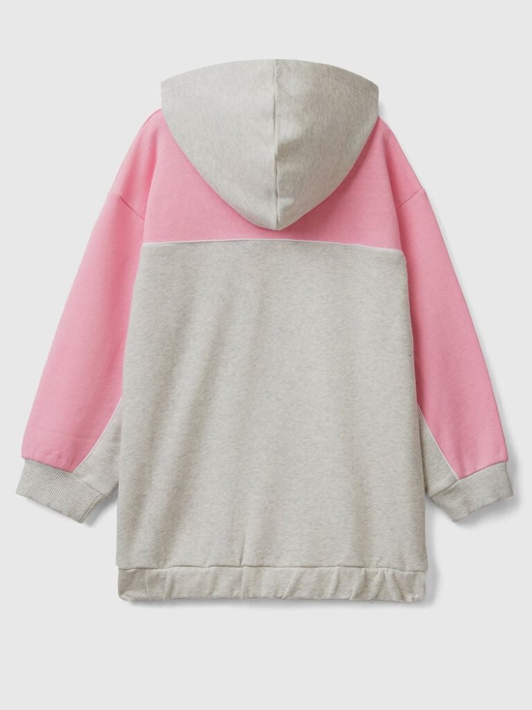 Light Grey Kids' Benetton Oversized Print Hoodie | AU559195