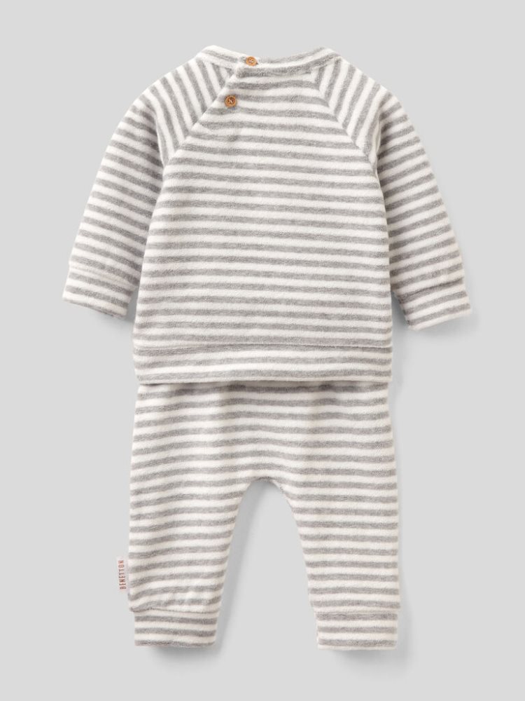 Light Grey Kids' Benetton Patterned Set Viscose Blend Dungarees | AU768248