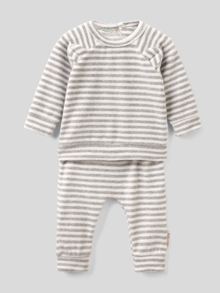 Light Grey Kids\' Benetton Patterned Set Viscose Blend Dungarees | AU768248