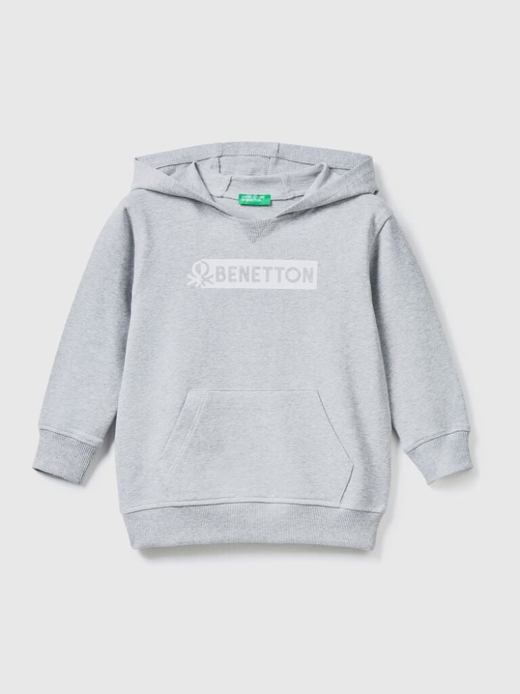 Light Grey Kids\' Benetton Stretch Organic Cotton Hoodie | AU675767